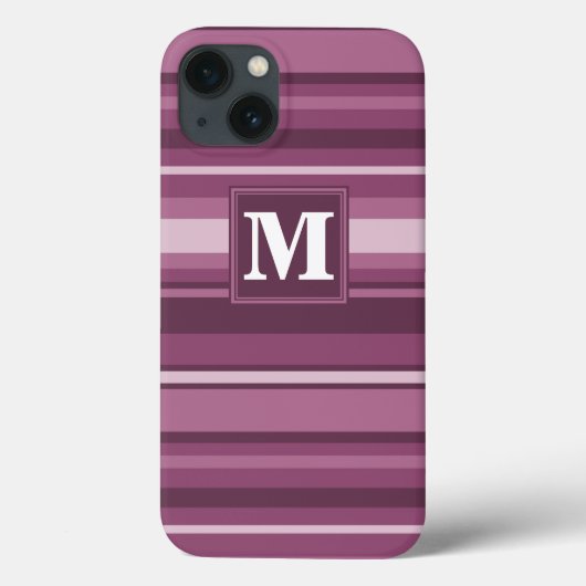 Étui iPhone Case-Mate à rayures mauve Monogram (Verso)