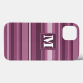 Étui iPhone Case-Mate à rayures mauves monogramme (Verso (horizontal))