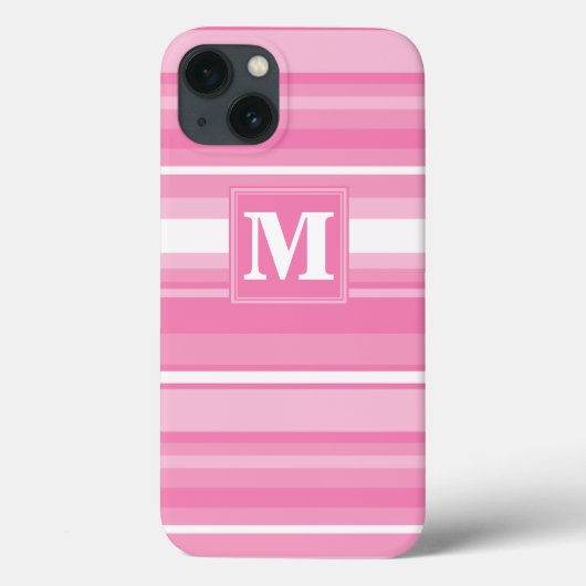 Étui iPhone Case-Mate à rayures roses et monogramm (Verso)