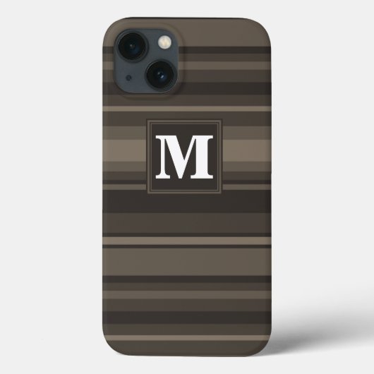 Étui iPhone Case-Mate à rayures taupe et monogramm (Verso)