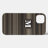 Étui iPhone Case-Mate à rayures taupe et monogramm (Verso (horizontal))