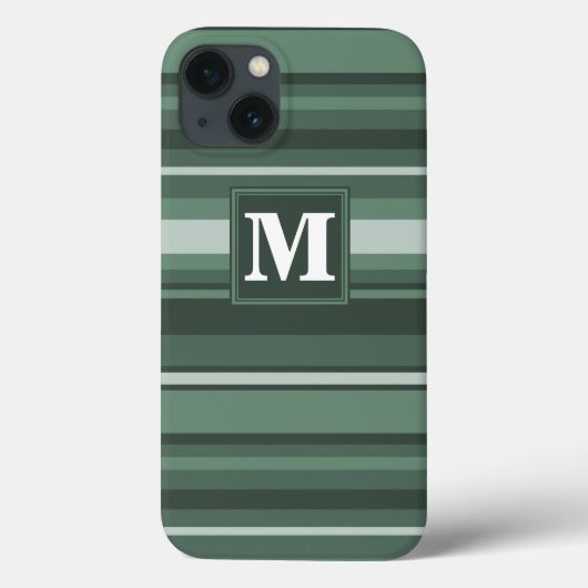 Étui iPhone Case-Mate à rayures vert sauge Monogra (Verso)