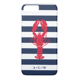 Coque iPhone 8 Plus/7 Plus Bande et homard de la marine de Preppy nautique   