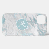 Étui iPhone Case-Mate en marbre aqua avec monogram (Verso (horizontal))