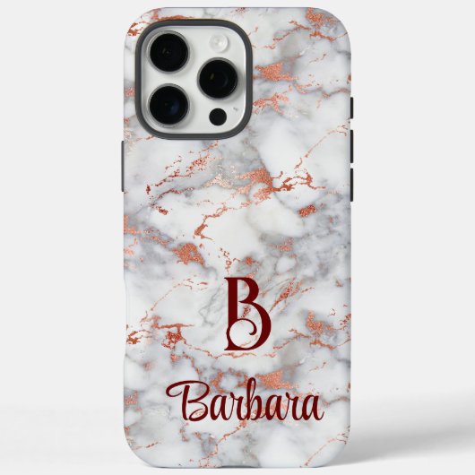 Étui iPhone Case-Mate en marbre et or rose Monogra (Verso)