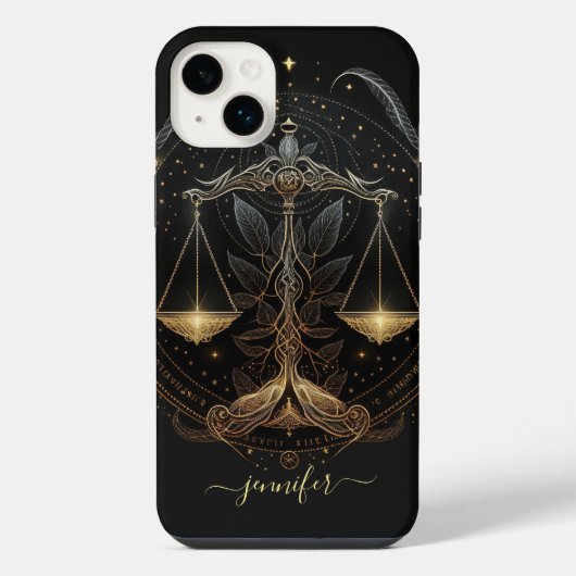 Étui iPhone Case-Mate Libra zodiaque noir et or (Verso)