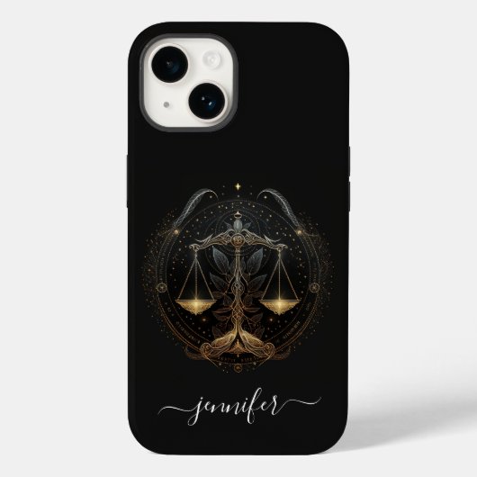 Étui iPhone Case-Mate Libra zodiaque noir et or (Verso)