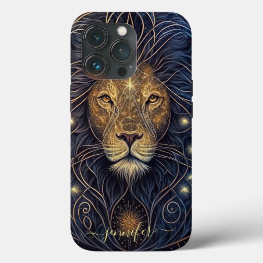 Étui iPhone Case-Mate Lion zodiaque noir et or (Verso)
