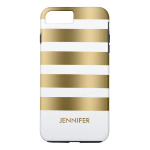 Etui iPhone Case-Mate Monogram Gold Stripes sur Arrière - plan blanc