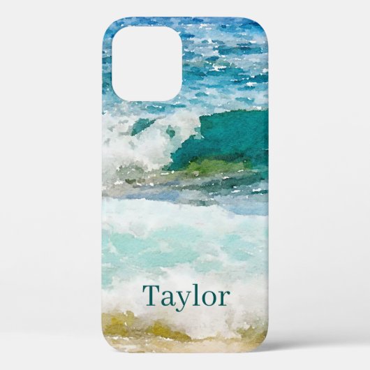 Étui iPhone Case-Mate Monogrammé Océan Aquarelle (Verso)