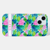 Étui iPhone Case-Mate Monogrammé Watercol Coral Re (Verso (horizontal))