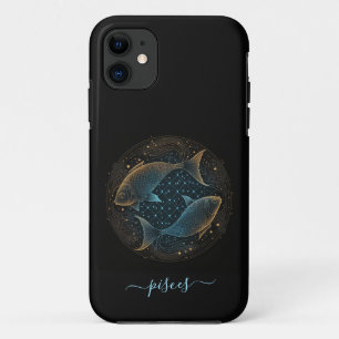 Étui iPhone Case-Mate Poissons zodiaque noir et or
