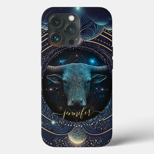 Étui iPhone Case-Mate Taureau zodiaque noir et or (Verso)