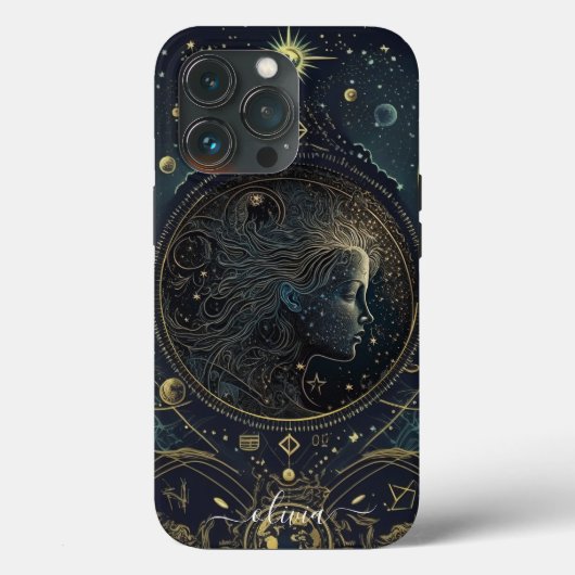 Étui iPhone Case-Mate Vierge zodiaque noir et or (Verso)