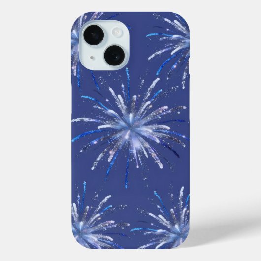 Étui iPhone Célébration de Feux d'Artifice Bleus É (Verso)
