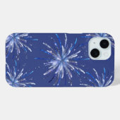 Étui iPhone Célébration de Feux d'Artifice Bleus É (Verso (horizontal))