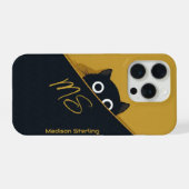 Étui iPhone Chat Curieux Jaune Vert (Verso Horizontal)