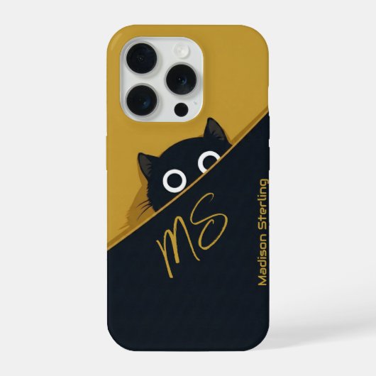 Étui iPhone Chat Curieux Jaune Vert (Verso)