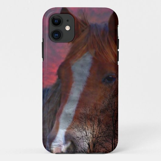 étui iphone cheval au coucher du soleil (Dos)