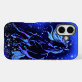Étui iPhone Cheval courant au clair de lune bleu (Verso (horizontal))