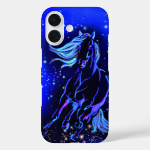 Étui iPhone Cheval courant bleu Nuit étoilée