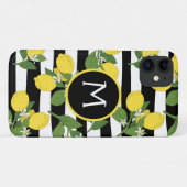 Étui iPhone Citron Citrus Rayures Noires Jaune (Dos (Horizontal))