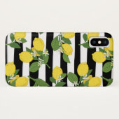 Étui iPhone Citron Citrus Rayures Noires Jaune (Dos (Horizontal))