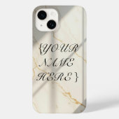 Étui iPhone Crème avec Marbre et Monogramme Presqu (Verso)