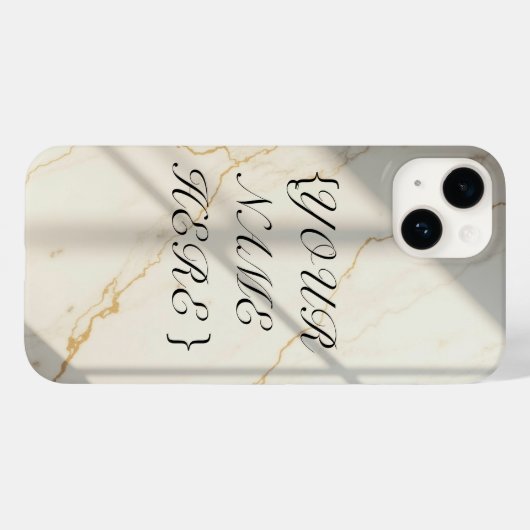 Étui iPhone Crème avec Marbre et Monogramme Presqu (Verso (horizontal))