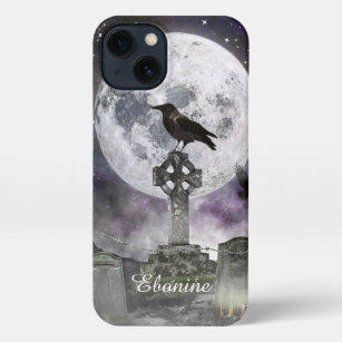 Etui iPhone 13 Croix celtique du corbeau de Pleine lune
