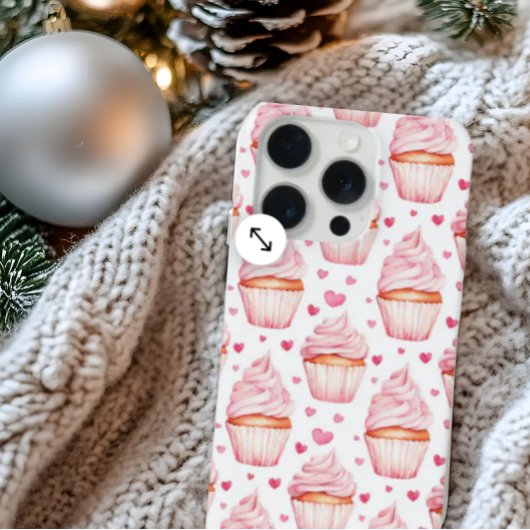 Étui iPhone Cupcakes Roses & Cœurs Mignon Sucré