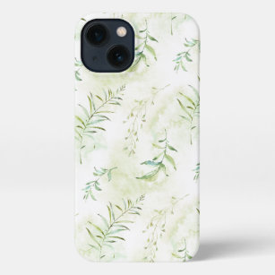 Etui iPhone 13 Délicat Motif botanique vert Ethereal Pastel
