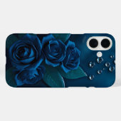 Étui iPhone Design Roses Bleu Minuit (Verso (horizontal))