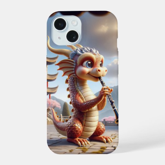 Étui iphone dragon jouant de la clarinette (Verso)
