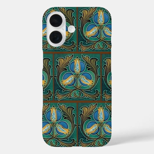 Étui iPhone en carreau de faïence faux grenade ble (Verso)