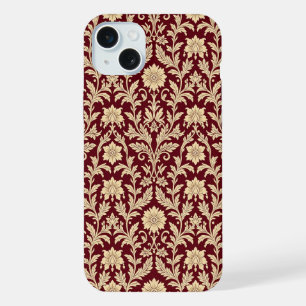 Étui iPhone en damas floral crème de Bourgogne