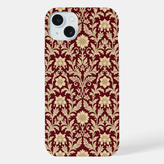Étui iPhone en damas floral crème de Bourgogne