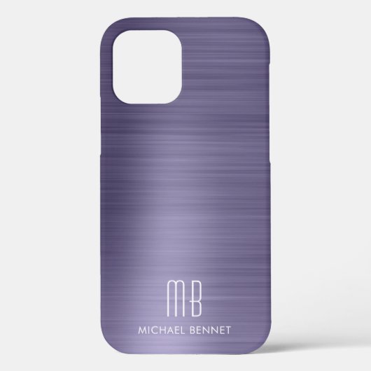 Étui iPhone en métal violet monogrammé Case-Mate (Verso)