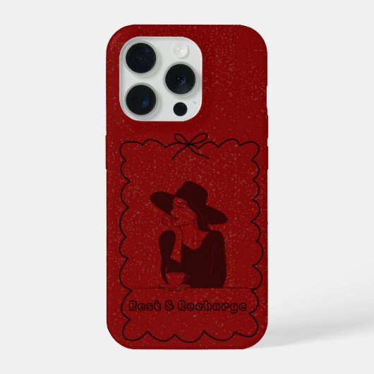 Étui iPhone Fille Confortable Buvant du Café (Verso)