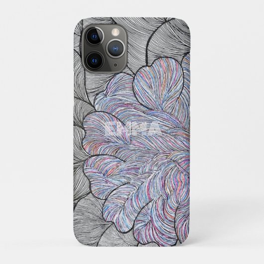 Étui iPhone Fleur Abstrait Dessinée à la Main (Dos)