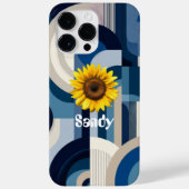 Étui iPhone Fleur de Tournesol Géométrique Bleu Ré (Verso)