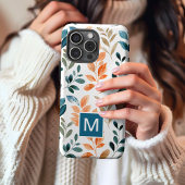 Étui iPhone fleur feuille Boho Monogramme
