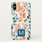 Étui iPhone fleur feuille Boho Monogramme (Dos)