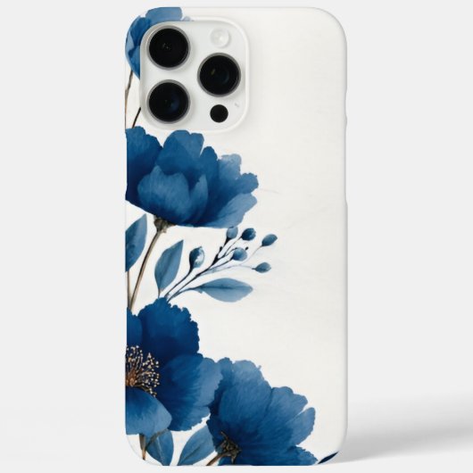 Étui iPhone Fleurs Aquarelle Bleu Foncé (Verso)