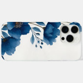 Étui iPhone Fleurs Aquarelle Bleu Foncé (Verso (horizontal))