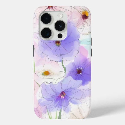 Étui iPhone Fleurs Aquarelle Pastel (Verso)