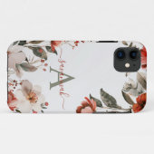 Étui iPhone Fleurs Bourgogne Rose (Dos (Horizontal))