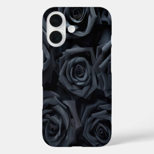 Étui iPhone Fleurs de Roses Noires Élégantes