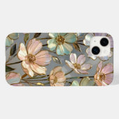 Étui iPhone Fleurs Pastel Doré (Verso (horizontal))