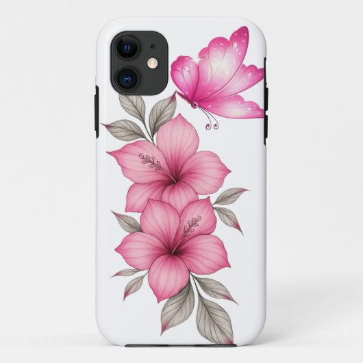 étui iphone fleurs roses (Dos)